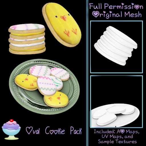 Second Life Marketplace - [Sherbert] Full Perm Oval Cookie Pack (ADD)